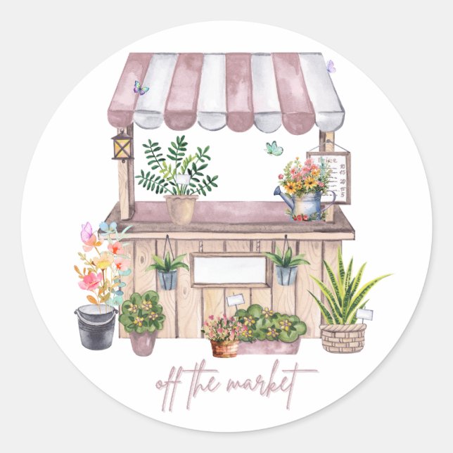 Pegatina Redonda Diseño de Novia Fuera del Mercado | Mercado Monísi (Anverso)