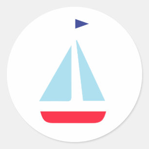 Pegatina Redonda Diseño de Ocean Sailboat