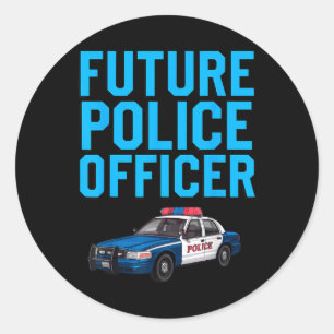 Pegatina Redonda Diseño de oficiales de policía de Guay para niños 