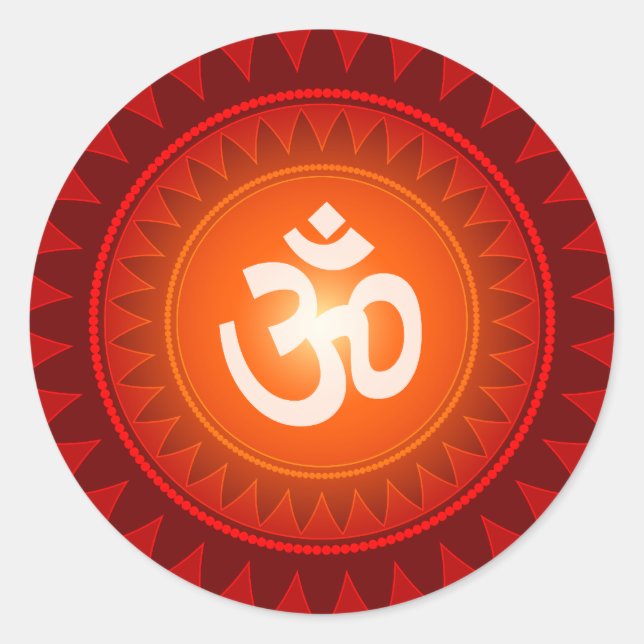 Pegatina Redonda Diseño de Om (Anverso)