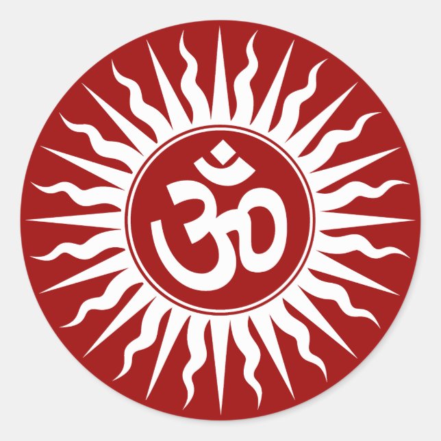 Pegatina Redonda Diseño de Om (Anverso)