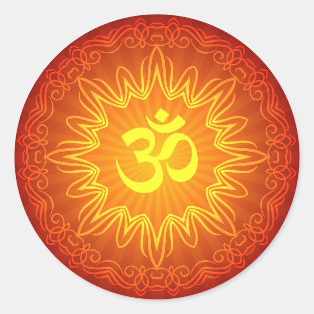 Pegatina Redonda Diseño de Om decorativo (Anverso)