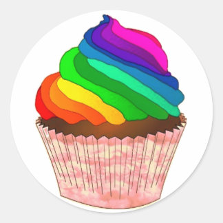 Pegatina Redonda Diseño de Orgullo de Cupcake de Arcoíris Personali