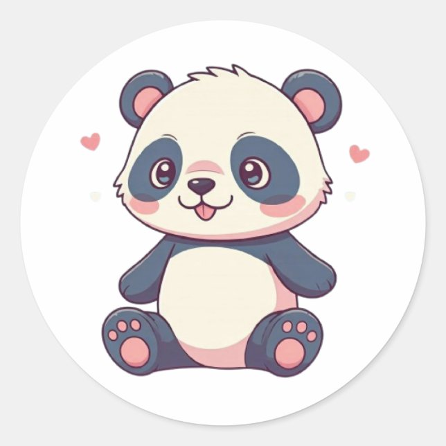 Pegatina Redonda Diseño de panda de bebé al estilo personalizado (Anverso)