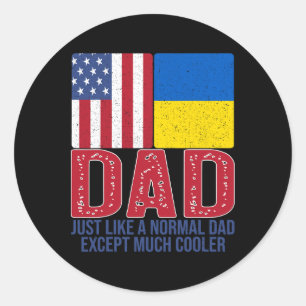 Pegatina Redonda Diseño de papá de bandera ucraniana americana vint