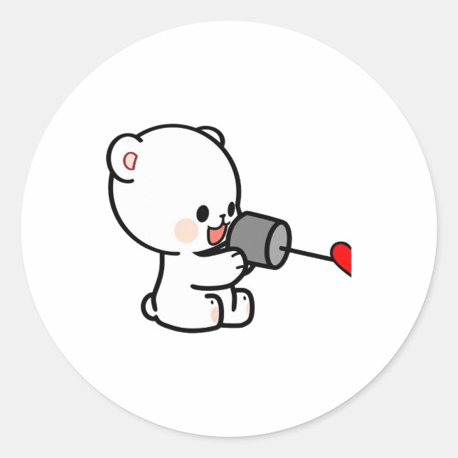 Pegatina Redonda Diseño de pareja de Mocha de leche 1 de San Valent (Anverso)