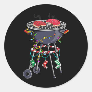 Pegatina Redonda Diseño de parrilla de Navidad para Navidad temátic