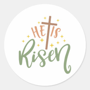 Pegatina Redonda Diseño De Pascua Que Se Está Levantando
