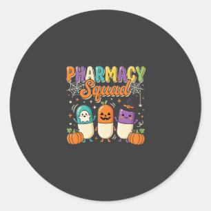 Pegatina Redonda Diseño de pastillas fantasma de Halloween del escu