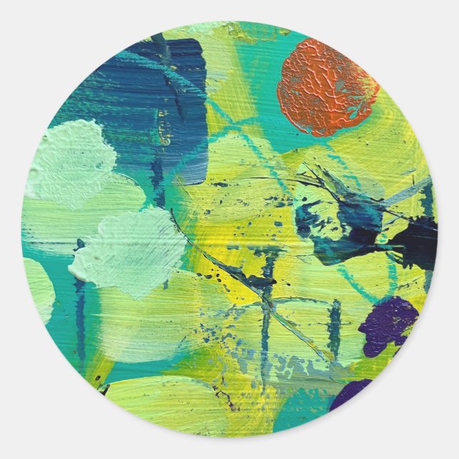 Pegatina Redonda Diseño de pegatinas/focas en pradera abierta/encep (Anverso)