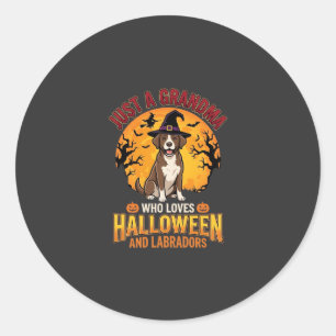 Pegatina Redonda Diseño de perro abuela de Halloween Labrador_1