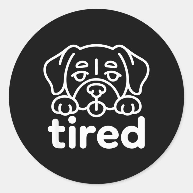 Pegatina Redonda Diseño de perro cansado lindo (Anverso)