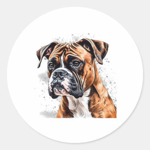 Pegatina Redonda Diseño de perro fotográfico portátil Boxer Buddy
