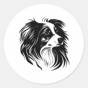 Pegatina Redonda Diseño de perro Minimalista BW