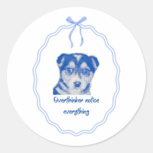 Pegatina Redonda Diseño de perro para los que se fijan en todo