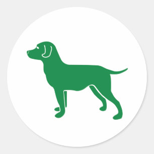 Pegatina Redonda Diseño de Perro Verde