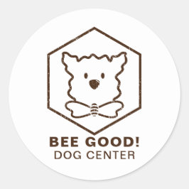 Pegatina Redonda Diseño de perros y abejas