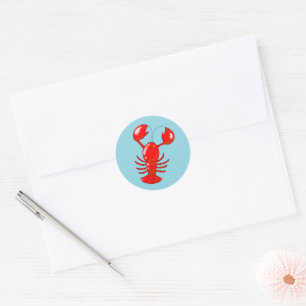 Pegatina Redonda Diseño de Personalizado de langosta sonriente