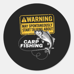 Pegatina Redonda Diseño de pesca de carpas para hombres divertido C