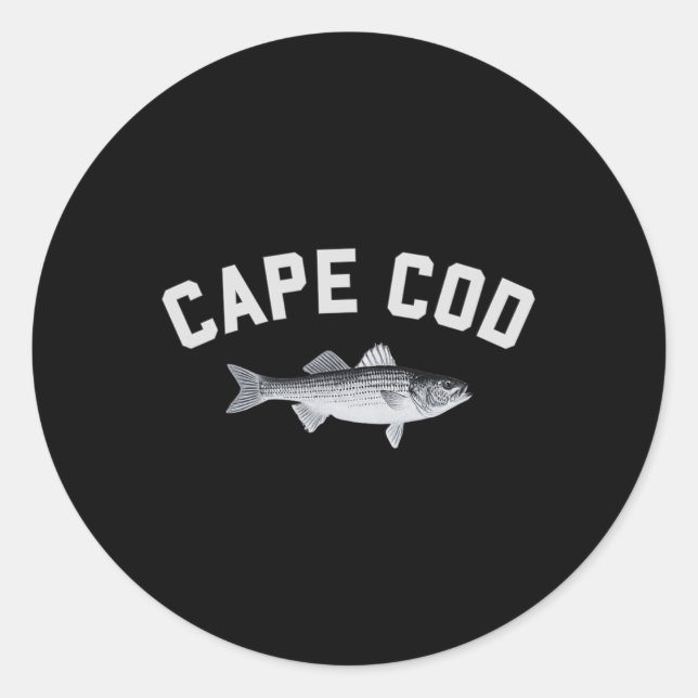 Pegatina Redonda Diseño de Pesca divertida con tiras de tiras de ca (Anverso)