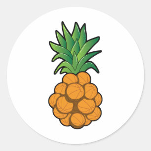 Pegatina Redonda Diseño de piña de dibujos divertidos Guay Sketll -