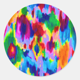 Pegatina Redonda Diseño de pintura abstracta colorida linda