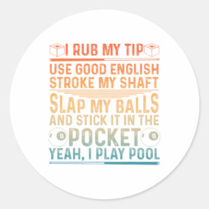 Pegatina Redonda Diseño De Piscina Gracioso Para Hombres Billiard L