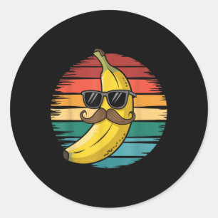Pegatina Redonda Diseño de plátanos retro para hombres Boys Tropica