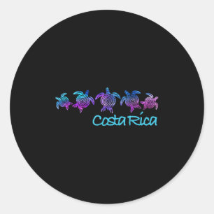 Pegatina Redonda Diseño de playa de Costa Rica _ Regalo de tortuga 