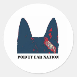 Pegatina Redonda Diseño de Pointy Ear Nation