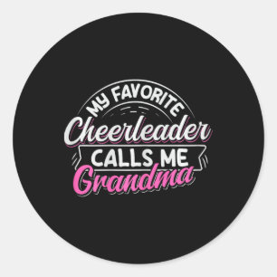 Pegatina Redonda Diseño de porristas para una abuela porrista _1