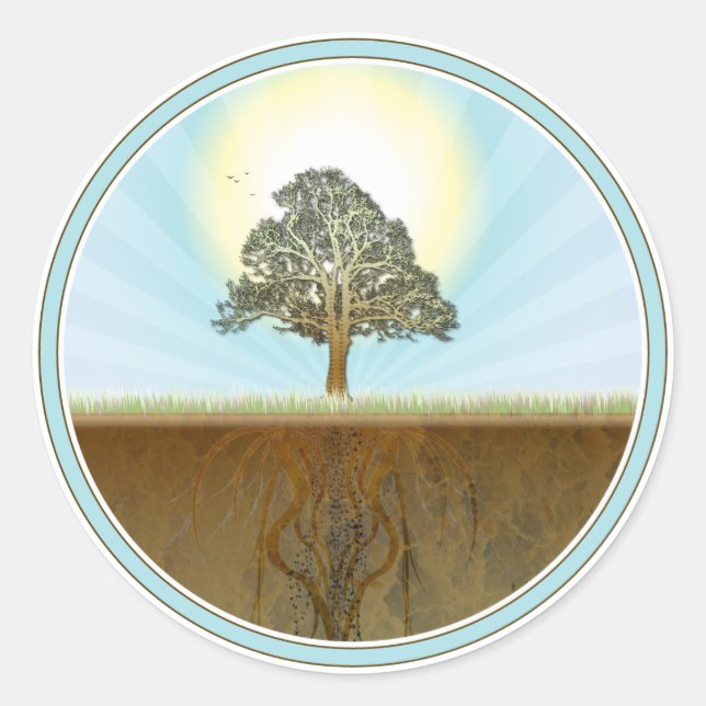 Pegatina Redonda diseño de primavera (Anverso)