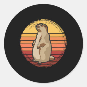 Pegatina Redonda Diseño de puesta de sol de marmota para amantes de