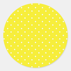 Pegatina Redonda Diseño de punto de polka amarillo