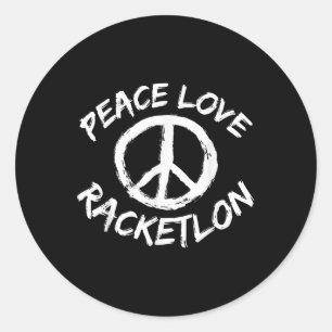 Pegatina Redonda Diseño de Racketlon de Paz Amor Dicho Jugador de R