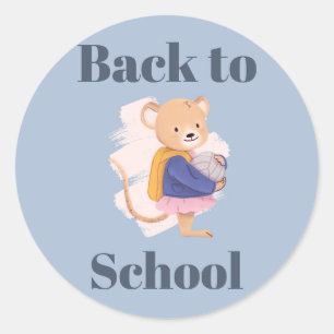 Pegatina Redonda diseño de ratón de regreso a la escuela