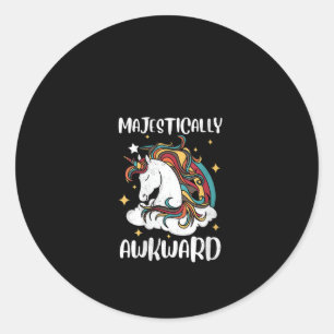 Pegatina Redonda Diseño de regalo de unicornio majestuosamente torp