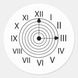 Pegatina Redonda Diseño de reloj romano blanco y negro
