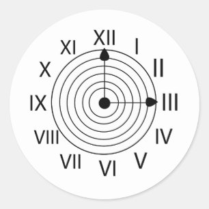 Pegatina Redonda Diseño de reloj romano en blanco y negro