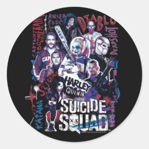 Pegatina Redonda Diseño de rendimiento de Mens Squad The Squad