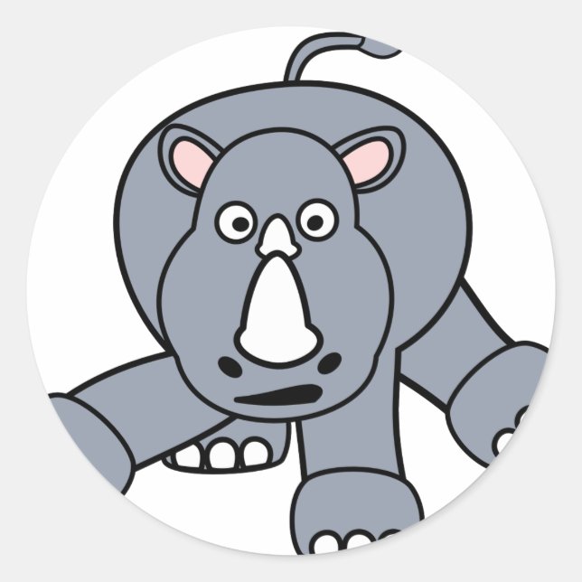 Pegatina Redonda Diseño de rinoceronte (Anverso)