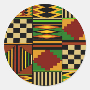 Pegatina Redonda Diseño de ropa de kente real africana