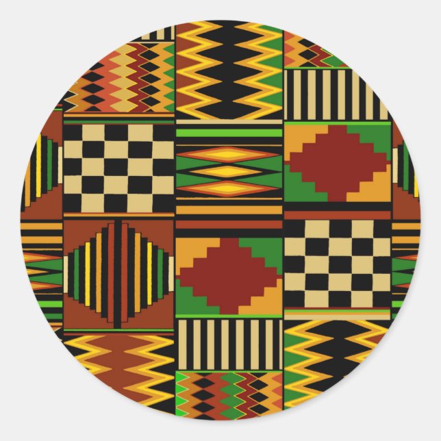 Pegatina Redonda Diseño de ropa de kente real africana (Anverso)