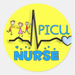 Pegatina Redonda Diseño de Segmentos de Enfermeras de PICU-QRS y Ni