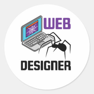 Pegatina Redonda Diseño de sitio web de Spider divertido diseñador