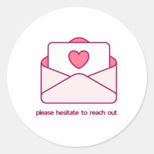 Pegatina Redonda Diseño de Sobre Rosa 'Por Favor, dude en contactar
