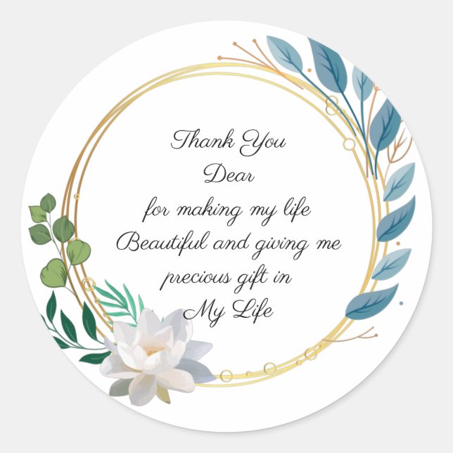 Pegatina Redonda Diseño de sticker de agradecimiento  (Anverso)
