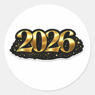 Pegatina Redonda Diseño de sticker de lujo minimalista Año Nuevo 20