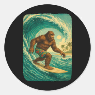 Pegatina Redonda Diseño de surfista hombres Hawái surfista chico ch