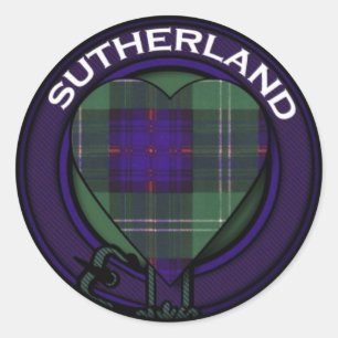 Pegatina Redonda Diseño de Sutherland Heart Tartan